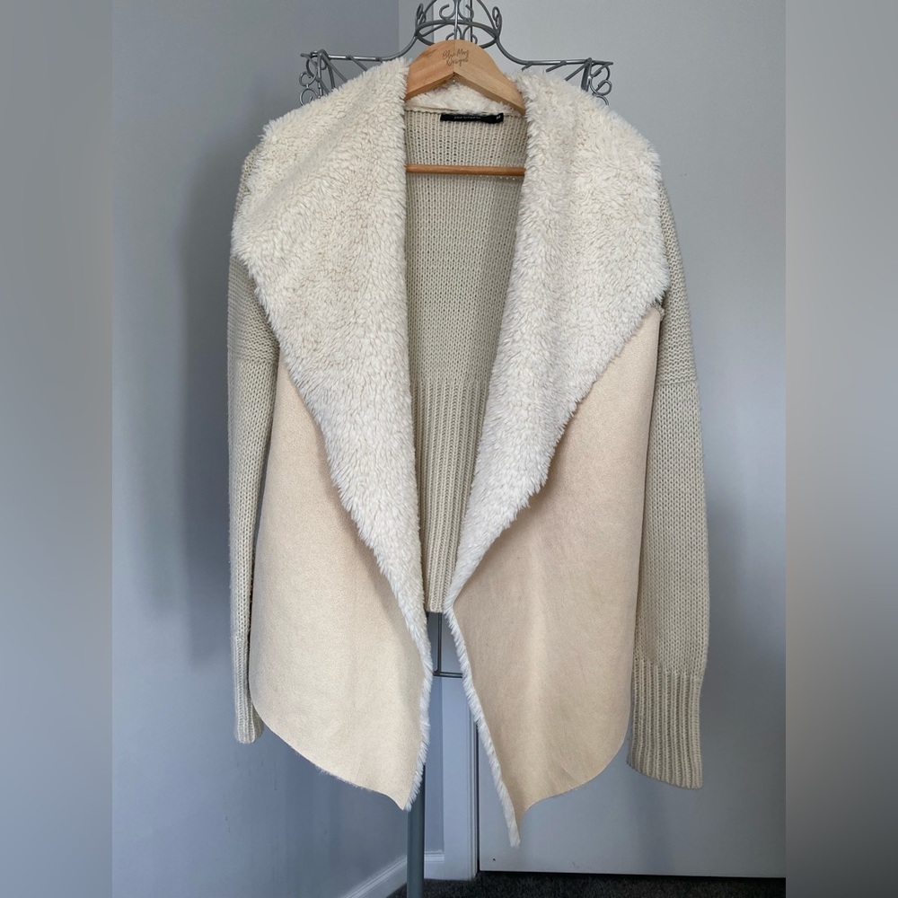 💥 SALE💥 Portmans faux suede/fur & knit open jacket - Picture 1 of 6